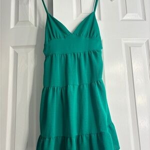 Altar’d State Green Tiered Spaghetti Strap Dress